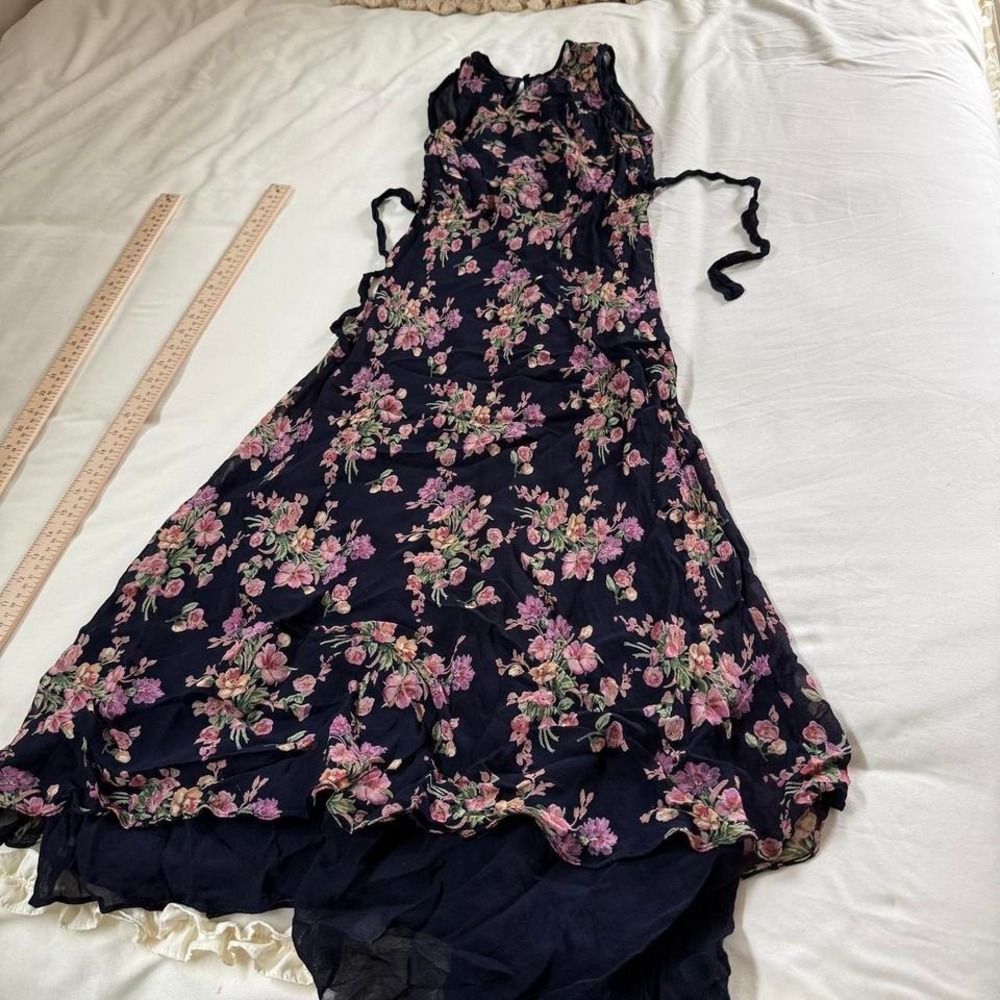 floral maxi dress  90s‎ Nostalgia blue floral maxi dress - Picture 6 of 7